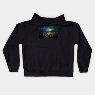 Vibrant Night Flowers Landscape Kids Hoodie